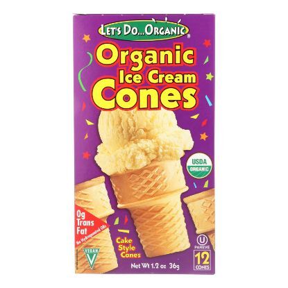 Let's Do Organics Ice Cream Cones - Organic - Case of 12 - 1.2 oz.