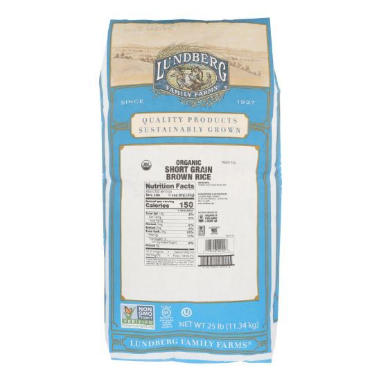 Lundberg Family Farms Short Grain Brown Rice - Case of 25 lbs