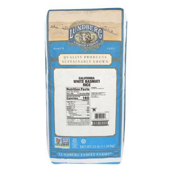 Lundberg Family Farms California White Basmati Rice - Case of 25 lbs