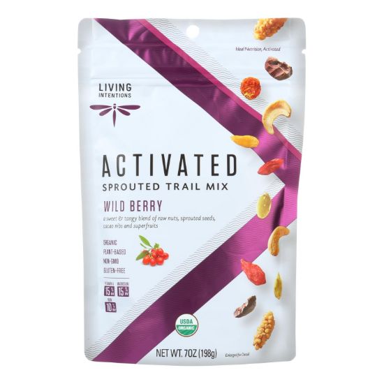 Living Intentions Organic Sprouted Trail Mix - Wild Berry - Case of 6 - 7 oz.