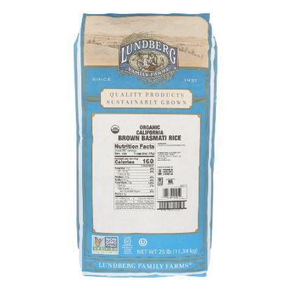 Lundberg Family Farms Organic Rice - Brown Basmati - Case of 25 lbs