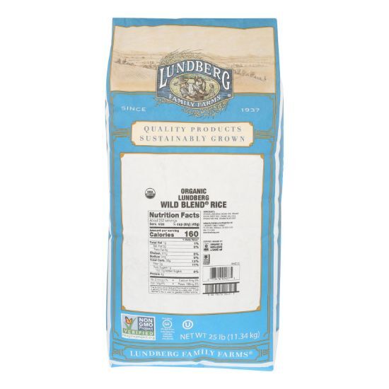 Lundberg Family Farms Organic Wild Blend Gourmet Brown Rice - Case of 25 lbs