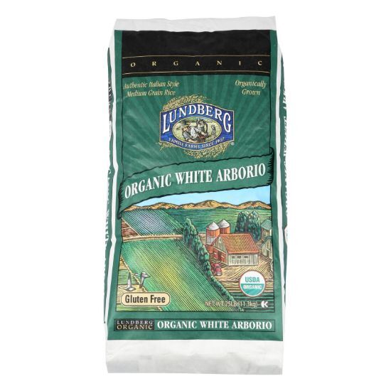 Lundberg Family Farms Organic California White Arborio Rice - Case of 25 lbs