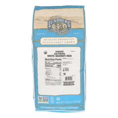 Lundberg Family Farms Organic California White Basmati Rice - Case of 25 lbs