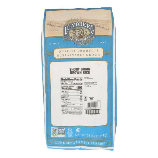 Lundberg Family Farms Brown Short Grain Rice - Case of 25 lbs