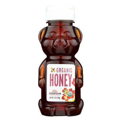 Madhava Honey Organic Honey Bear - Case of 6 - 12 oz.