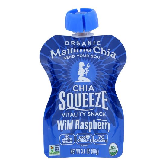 Mamma Chia Wild Raspberry Organic Vitality Snack - Case of 16 - 3.5 oz.