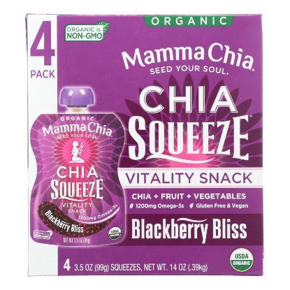 Mamma Chia Squeeze Vitality Snack - Blackberry Bliss - Case of 6 - 3.5 oz.