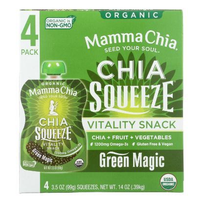 Mamma Chia Squeeze Vitality Snack - Green Magic - Case of 6 - 3.5 oz.