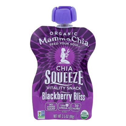 Mamma Chia Squeeze Vitality Snack - Blackberry Bliss - Case of 16 - 3.5 oz.