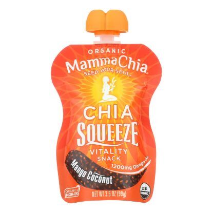 Mamma Chia Squeeze Vitality Snack - Mango Coconut - Case of 16 - 3.5 oz.