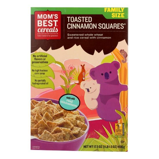 Mom's Best Naturals Toasted Cinnamon Squares - Case of 14 - 17.5 oz.