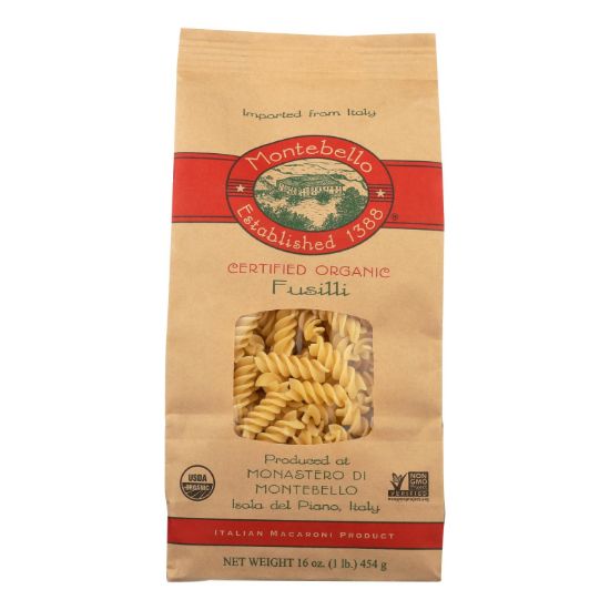 Montebello Organic Pasta - Fusilli - Case of 12 - 1 lb.