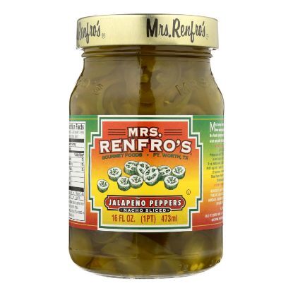 Mrs. Renfro's Nacho Sliced Jalapeno Peppers - Pepper - Case of 6 - 16 oz.