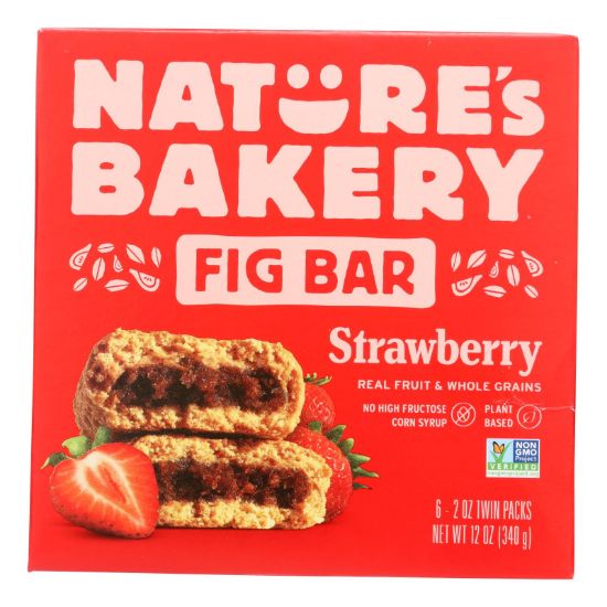 Nature's Bakery Stone Ground Whole Wheat Fig Bar - Strawberry - Case of 6 - 2 oz.