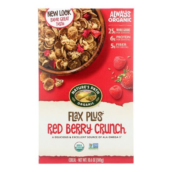 Nature's Path Organic Flax Plus Cereal - Red Berry Crunch - Case of 12 - 10.6 oz.