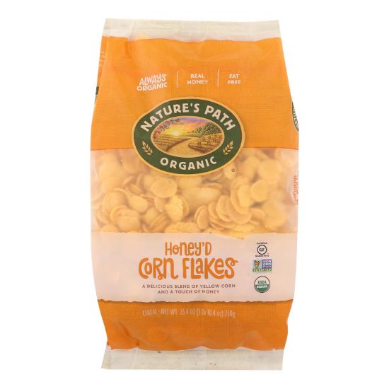 Nature's Path Organic Corn Flakes Cereal - Honey'D - Case of 6 - 26.4 oz.