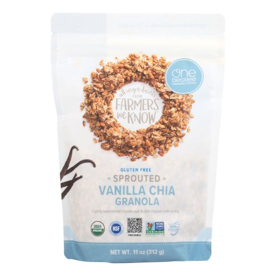 One Degree Organic Foods Sprouted Oat Granola - Vanilla Chia - Case of 6 - 11 oz.