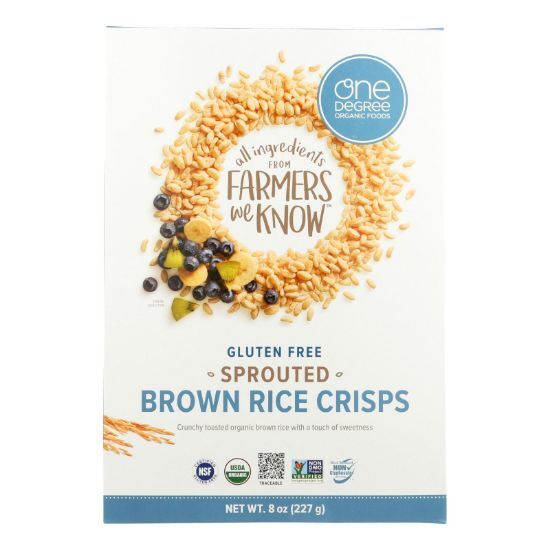 One Degree Organic Foods Sprouted Brown Rice - Crisps Cereal - Case of 6 - 8 oz.