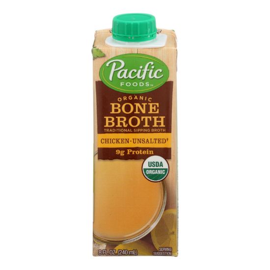 Pacific Natural Foods Bone Broth - Chicken - Case of 12 - 8 Fl oz.