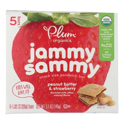 Plum Kids Jammy Sammy Snacks - Strawberry Jam and Peanut Butter - Case of 6 - 1.03 oz.