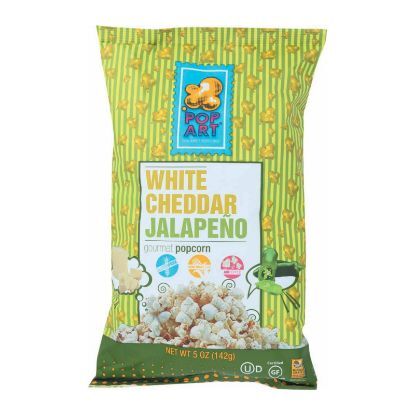 Pop Art Gourmet Popcorn - White Cheddar Jalapeno - Case of 9 - 5 oz.