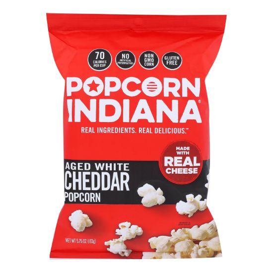 Popcorn Indiana Popcorn - Aged White Cheddar - Case of 12 - 5.75 oz.