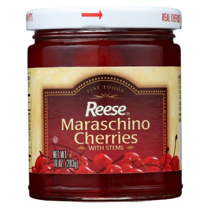Reese Red Maraschino Cherries with Stems - Case of 12 - 10 oz.
