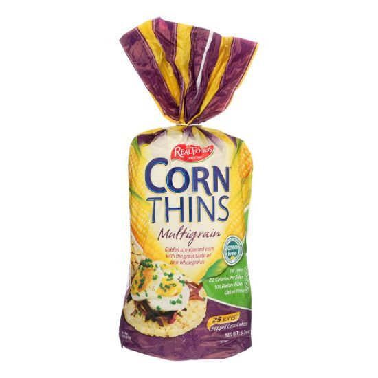 Real Foods Organic Corn Thins - Multigrain - Case of 6 - 5.3 oz.