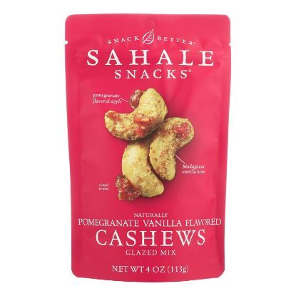 Sahale Snacks Cashews Glazed Nuts - Pomegranate and Vanilla - Case of 6 - 4 oz.