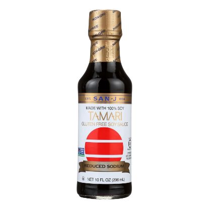 San - J Tamari Soy Sauce - Reduced Sodium - Case of 6 - 10 Fl oz.