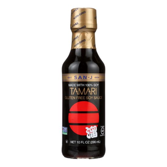 San - J Tamari Soy Sauce - Case of 6 - 10 Fl oz.