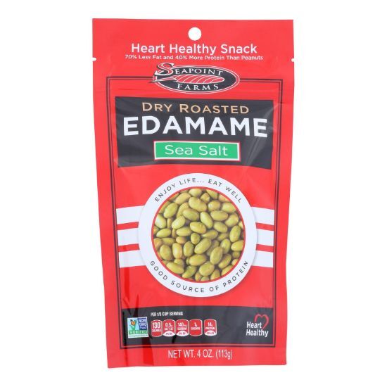 Seapoint Farms Dry Roasted Edamame - Sea Salt - Case of 12 - 4 oz.