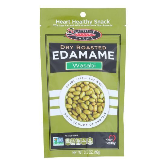 Seapoint Farms Dry Roasted Edamame - Spicy Wasabi - Case of 12 - 3.5 oz.