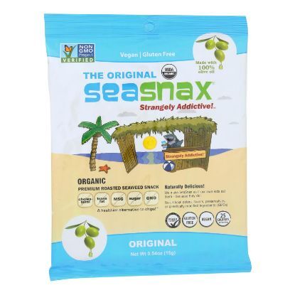 Seasnax Organic Premium Roasted Seaweed Snack - Original - Case of 16 - 0.54 oz.