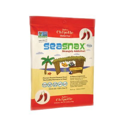 Seasnax Organic Premium Roasted Seaweed Snack - Chipotle - Case of 16 - 0.54 oz.