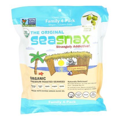 Seasnax Organic Premium Roasted Seaweed Snack - Original - Case of 4 - 2.16 oz.