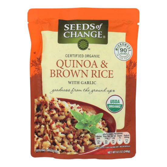 Seeds of Change Organic Quinoa and Brown Rice with Garlic - Case of 12 - 8.5 oz.