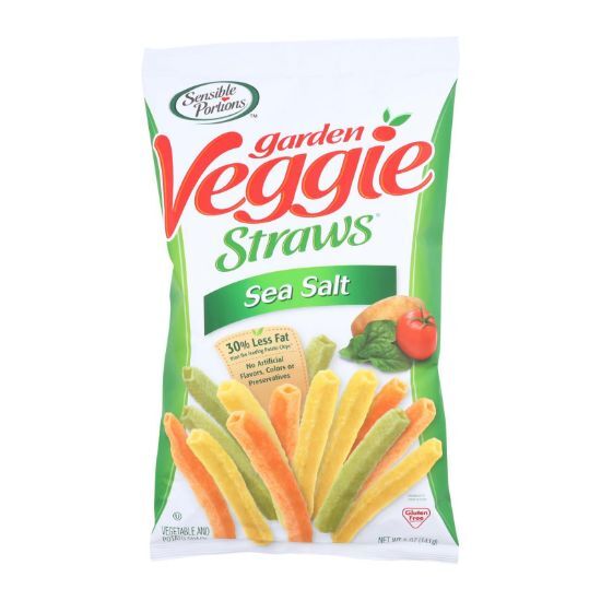 Sensible Portions Garden Veggie Straws - Sea Salt - Case of 12 - 5 oz.