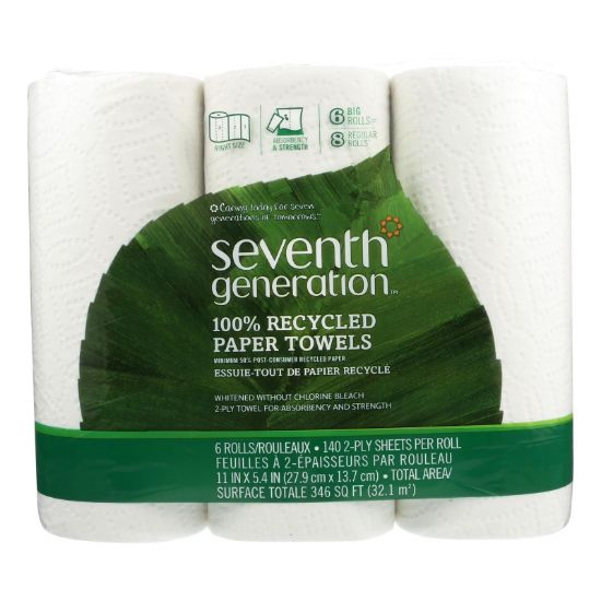 Seventh Generation Recycled Paper Towels - White - Case of 4 - 140 Sheets