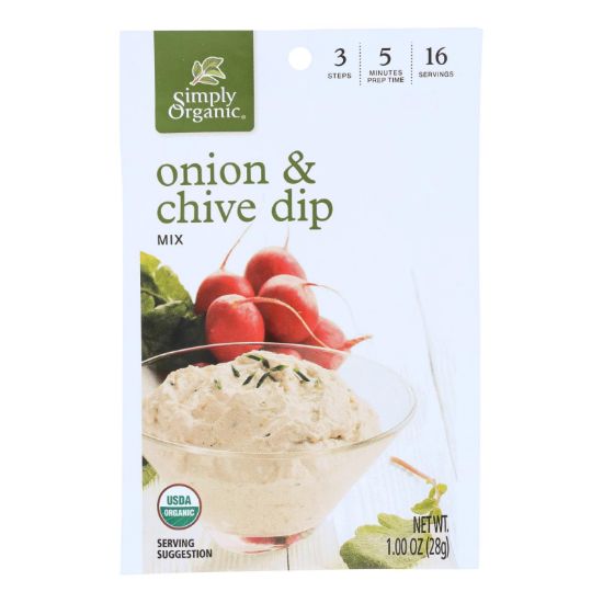 Simply Organic Onion and Chive Dip Mix - Case of 12 - 1 oz.