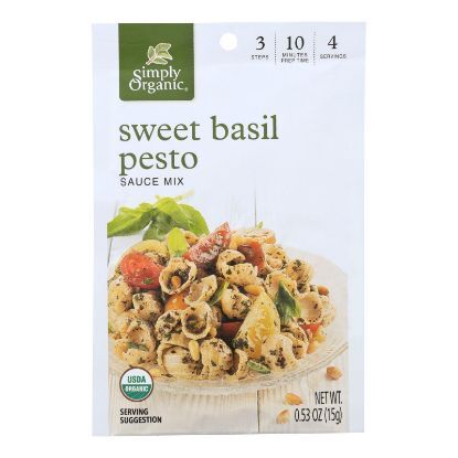 Simply Organic Sweet Basil Pesto Seasoning Mix - Case of 12 - 0.53 oz.