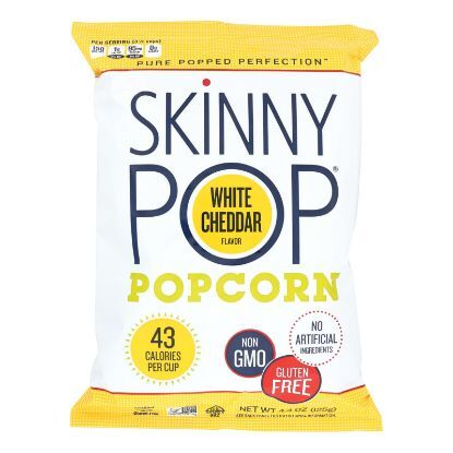 Skinnypop Popcorn Skinny Pop - White Cheddar - Case of 12 - 4.4 oz.