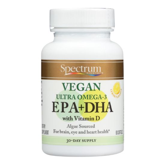 Spectrum Essentials Vegan Ultra Omega - 3 EPA and DHA Capsules - 60 Soft Gels