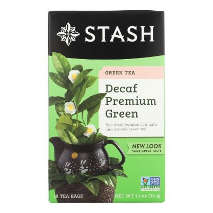 Stash Tea Decaf Tea - Premium Green - Case of 6 - 18 Bags