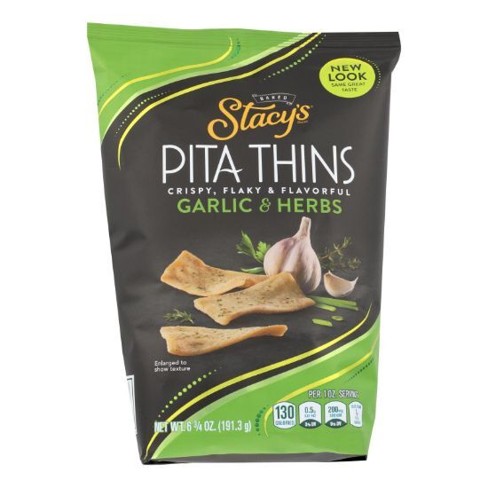 Stacy's Pita Chips Perfectly Thymed Pita Crisps - Case of 8 - 6.75 oz.