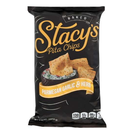 Stacy's Pita Chips Parmesan Garlic and Herb Pita Chips - Parmesan Garlic - Case of 12 - 7.33 oz.