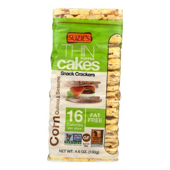 Suzie's Whole Grain Thin Cakes - Corn Quinoa and Sesame - Case of 12 - 4.6 oz.