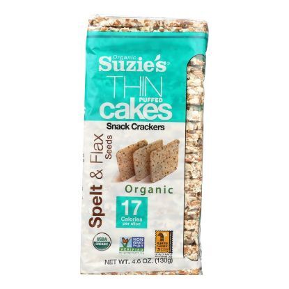 Suzie's Whole Grain Thin Cakes - Spelt and Flax Seeds - Case of 12 - 4.6 oz.