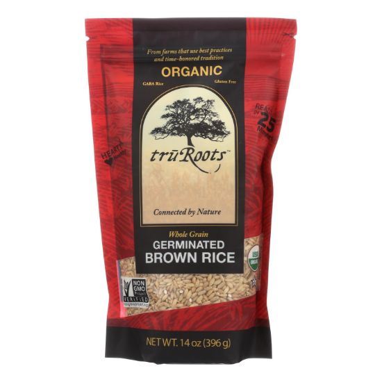 Truroots Organic Germinated Brown Rice - Whole Grain - Case of 6 - 14 oz.